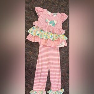 Rare Editions Pink Bunny outfit set        Size 4t